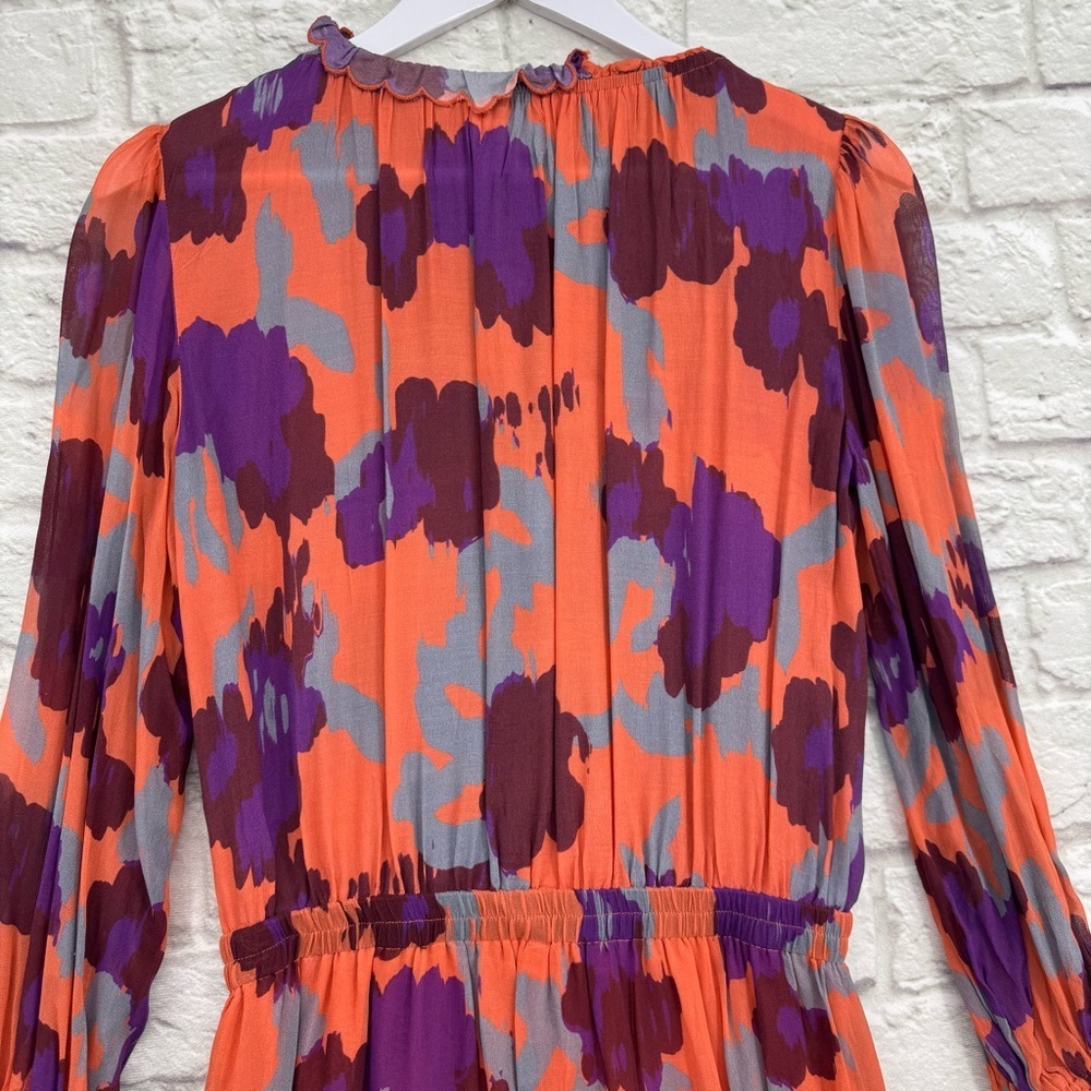 Velvet by Graham & Spencer Regina Printed Boho Dress Coral Orange Purple XS - Picture 10 of 16